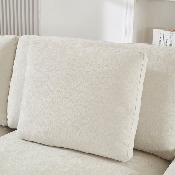 English Elm 103.54" L-shaped Modular Sectional with Ottoman Storage Polyester Cloud Sofa Beige W1669S00051