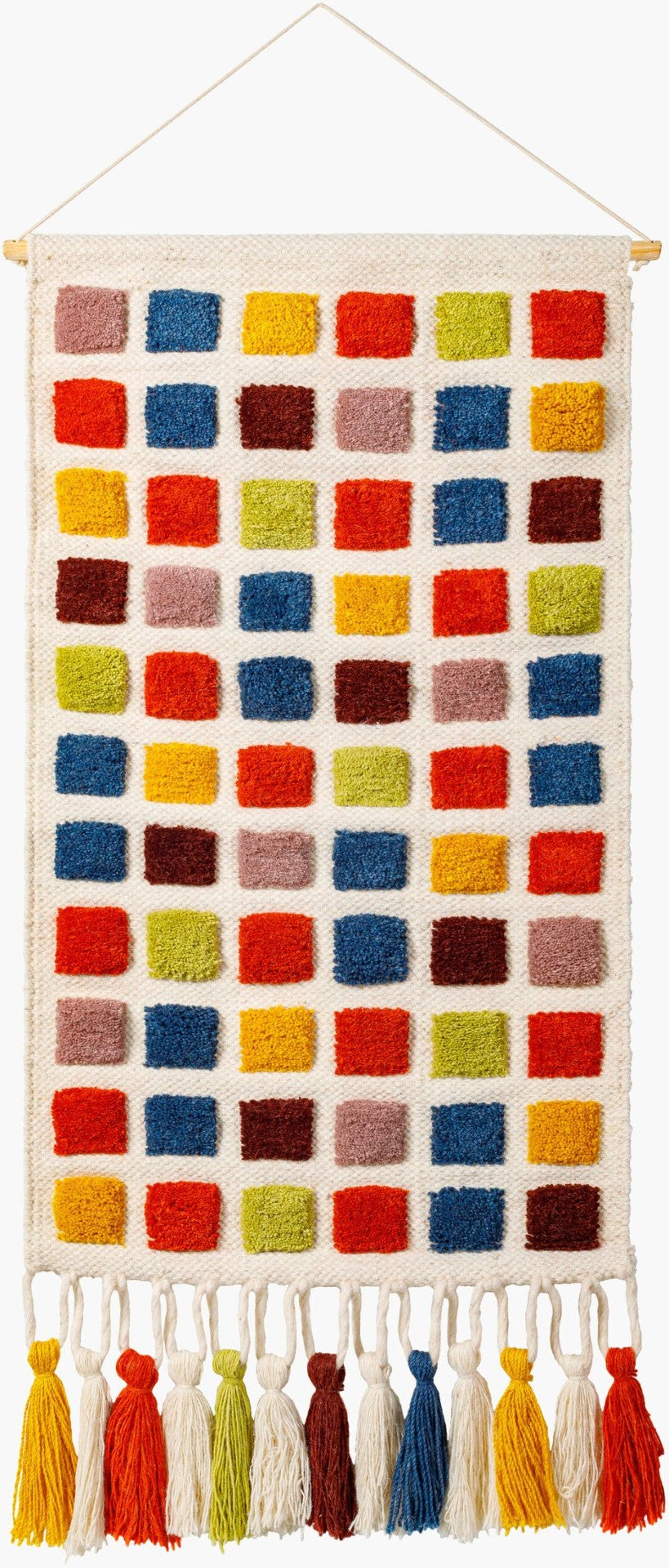 Livabliss Colorful Hand-woven Grid Textile Wall Art Cotton Wool Blend Boho Living Room Accent CFG1000-4020