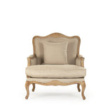 Louis Tufted Bench Distressed Ivory Birch, Natural Linen CFH034-3-Z 309 A003 w/ Nailhead Zentique