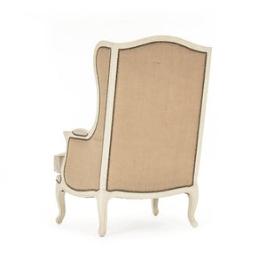 Leon Chair Distressed Ivory Birch, Natural Linen, Burlap CFH186 309 A003/H010 Zentique