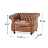 Christopher Knight Home® - Noble House - Silverdale Traditional Chesterfield Club Chair, Cognac Brown and Dark Brown