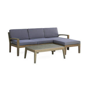 English Elm Grenada Acacia Hardwood Outdoor Sectional with Water Resistant Cushions Patio Set 63702.00GDGRY