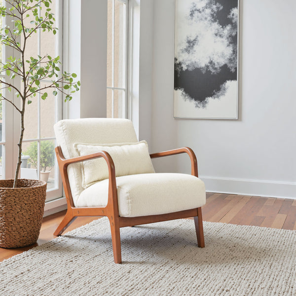 Zuo Modern Macio Accent Chair In Cream - Modern Elegance, Premium Fabric & Chic Design For Any Room White 100% Polyester,Plywood,Rubberwood 110571-zuo-modern