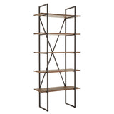 Brody X-Back Metal Post Bookshelf with Walnut Finish