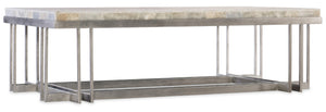 Hooker Furniture Melange Pewter-Base Rectangle Cocktail Table With Tumbled White Onyx Top — Sculptural Modern Centerpiece 638-50393-MULTI