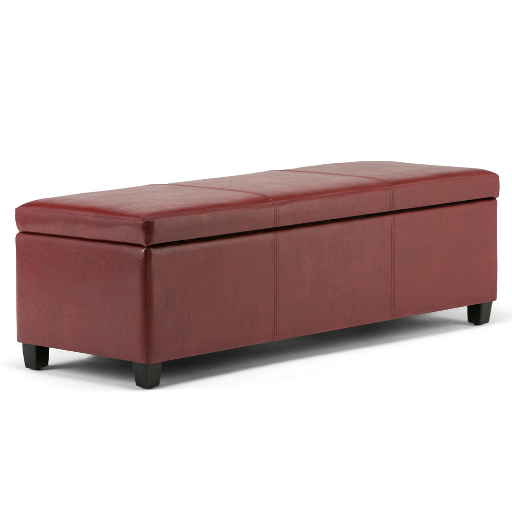 English Elm Avalon - Stylish Red Vegan Faux Leather Storage Ottoman Bench For Modern Living Spaces & More B136P158649