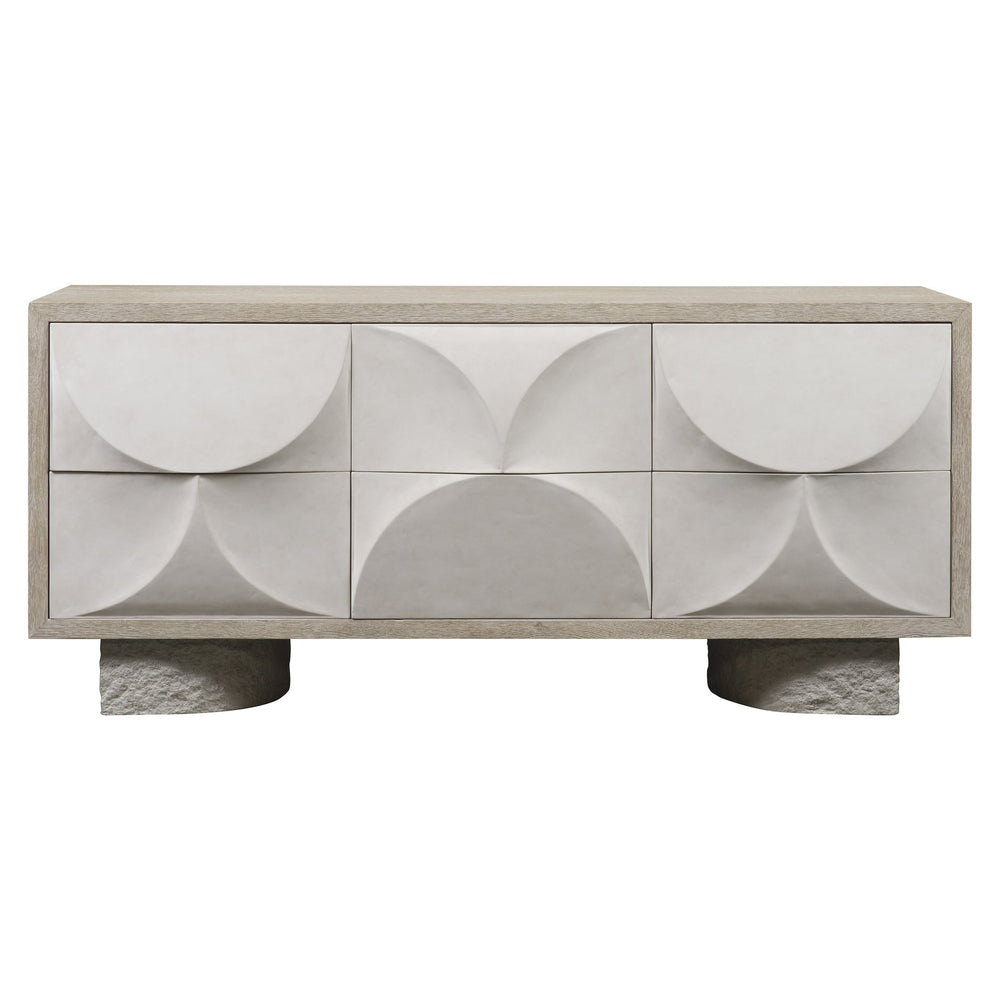 Bernhardt Bernhardt Lunula Dresser With Sculptural Resin Drawer Fronts, Concrete Bases, Flaxen Wood Finish 309051