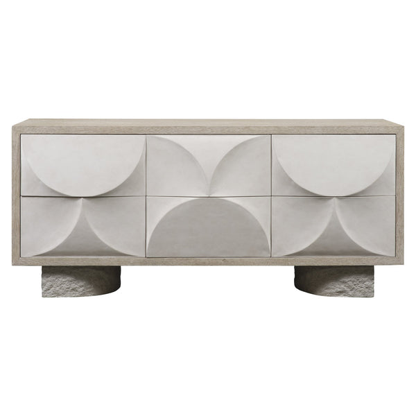 Bernhardt Bernhardt Lunula Dresser With Sculptural Resin Drawer Fronts, Concrete Bases, Flaxen Wood Finish 309051