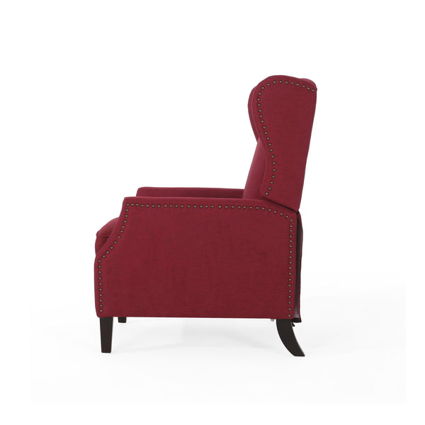 English Elm Christopher Knight Home® - Pushback Recliner Chair with Nailhead Trim and Wingback Design, Plush Fabric Comfort for Living Rooms Red 60760.00DRED