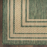 Nourison Horizon Indoor/Outdoor HOZ03 Machine Made Power-loomed Solid Border Indoor/Outdoor Modern Outdoor Rug Green, Green 88% Polypropylene,12% Polyester 841491128435