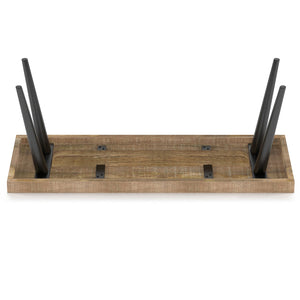 English Elm Durham Handcrafted Distressed Natural Mango Wood Bench with Black Metal Legs — Rustic Modern Entryway Seat B136P158598