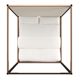 Homelegance By Top-Line Marcel Champagne Gold Canopy Bed with Linen Panel Headboard Champage Gold Metal