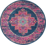 Nourison Passion PSN03 Machine Made Power-loomed Ornamental Border Indoor Only Bohemian Vintage Rug Blue, Blue 100% Polypropylene 99446469243