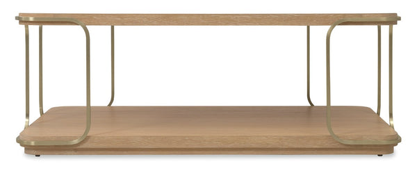 Hooker Furniture Banyon Banyon Bay Rectangle Cocktail Table → Desert Oak Wire-Brushed Top With Brushed Brass Supports, 50" 6081-80110-82