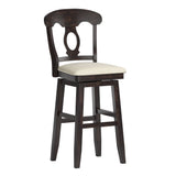 Homelegance By Top-Line Juliette Napoleon Back Wood Swivel Bar Stool Black Rubberwood