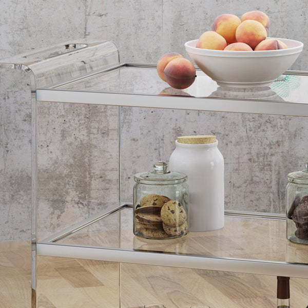 English Elm Bar Cart Acrylic Two Tier Rolling Shelf for Glam Minimalist Entertaining Spaces 62131.00