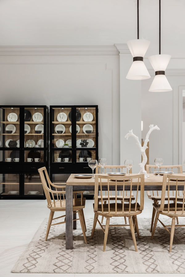 A.R.T. Furniture Frame Rectangular Dining Table - Two-tone Cracked Almond & Antique Silver - Seats 8 Comfortably! Light Brown Ash & Poplar Solid,Plank,Effect Flakey & Quarter,Sawn Oak Veneer 278220-2344