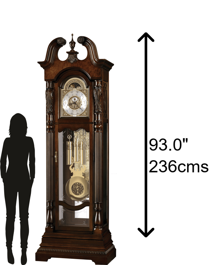 Hekman Furniture 611046 Taft Grandfather Clock - Timeless Cherry Bordeaux Design With Chime Options & Custom Nameplate Cherry Bordeaux Taft Grandfather Clock 611046