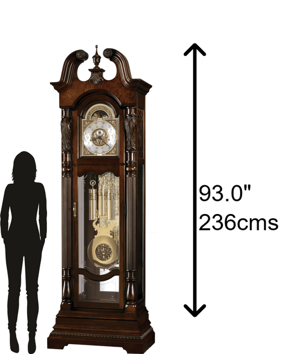 Hekman Furniture 611046 Taft Grandfather Clock - Timeless Cherry Bordeaux Design With Chime Options & Custom Nameplate Cherry Bordeaux Taft Grandfather Clock 611046
