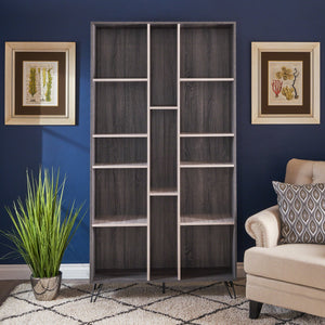 English Elm Christopher Knight Home® - MULTI Function Cabinet Grey Particleboard Tall Bookshelf with Iron Legs, Slim 40.25"W x 77"H 61169.00