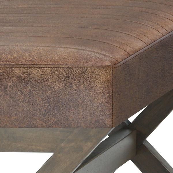 English Elm Salinger Large Ottoman Bench - Versatile Distressed Chestnut Brown Seating For Any Space B136P159215-GIGA