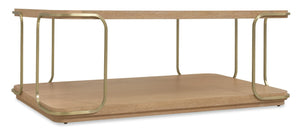 Hooker Furniture Banyon Banyon Bay Rectangle Cocktail Table → Desert Oak Wire-Brushed Top With Brushed Brass Supports, 50" 6081-80110-82
