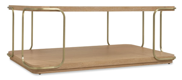 Hooker Furniture Banyon Banyon Bay Rectangle Cocktail Table → Desert Oak Wire-Brushed Top With Brushed Brass Supports, 50" 6081-80110-82