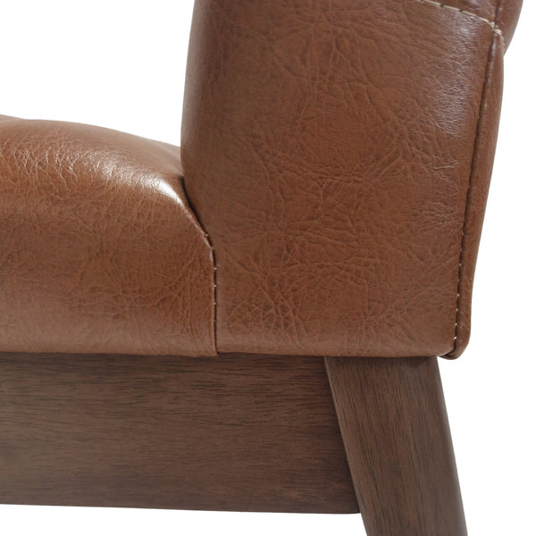 English Elm Upholstered Parsons Dining Chairs Set of 2 Channel Stitch Mid-century Walnut Frame 73471.00PUCOGN
