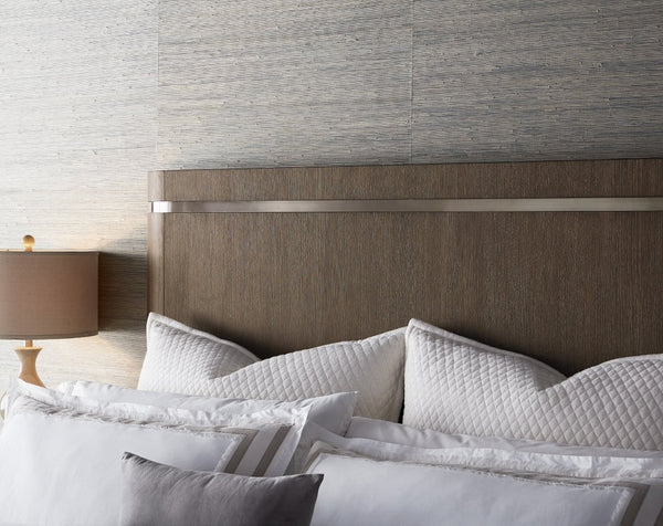 Hooker Furniture Modern Mood King Panel Bed With Oak Veneer & Pewter Inlay — Modern Contemporary Statement Piece Medium Brown 6850-90266-89