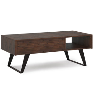 English Elm Lowry Lift Top Coffee Table - Distressed Charcoal Brown, Solid Acacia Wood, Modern Industrial Style B136P158846