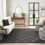 Nourison Easy Care NES01 Machine Made Flat Weave Solid Border Indoor/Outdoor Modern Outdoor Rug Charcoal Black, Charcoal Black 84% Polypropylene,16% Polyester 99446934888