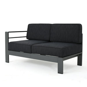 English Elm Cape Coral Outdoor Sectional Sofa Set with Aluminum Frame and Glass Top Coffee Table 57589.00GRY