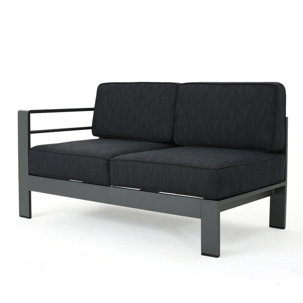 English Elm Cape Coral Outdoor Sectional Sofa Set with Aluminum Frame and Glass Top Coffee Table 57589.00GRY