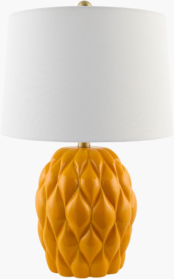 Livabliss Cagli Ceramic Table Lamp with Linen Shade Iron Finial Warm Glow Cottage Accent CGL-001