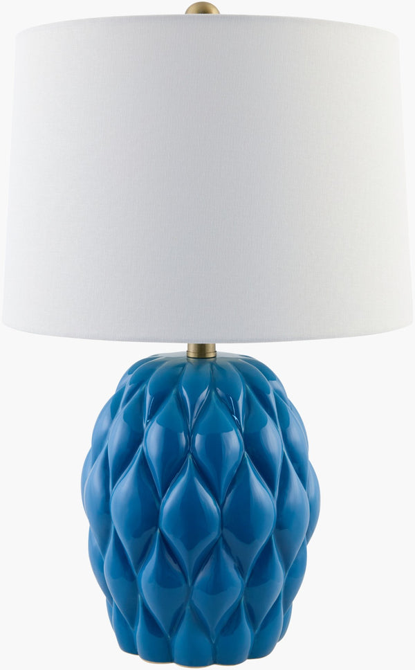 Livabliss Cagli Ceramic Cottage Accent Lamp with Linen Shade for Warm Ambient Bedroom Glow CGL-003