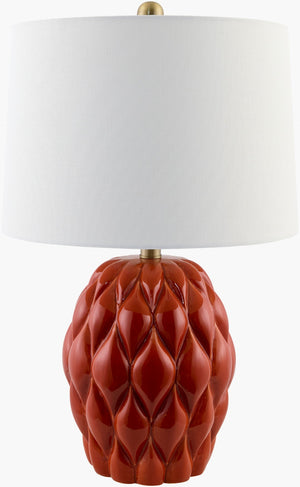 Livabliss Cagli Ceramic Country Cottage Table Lamp with Linen Shade and Iron Finial Detail CGL-008