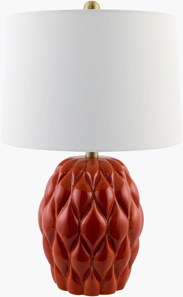 Livabliss Cagli Ceramic Country Cottage Table Lamp with Linen Shade and Iron Finial Detail CGL-008