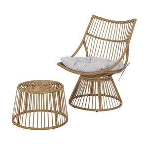 English Elm Elaine Outdoor Club Chair and Side Table Set Faux Rattan Woven Iron Patio Duo 71841.00