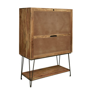 2-Door Bar Cabinet with Storage Drawers Natural with Rich Brown finish P301673 Pulaski Furniture