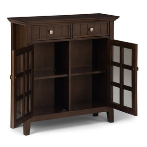 English Elm Acadian Entryway Storage Cabinet - Handcrafted Solid Wood In Natural Aged Brown With Glass Doors B136P159698