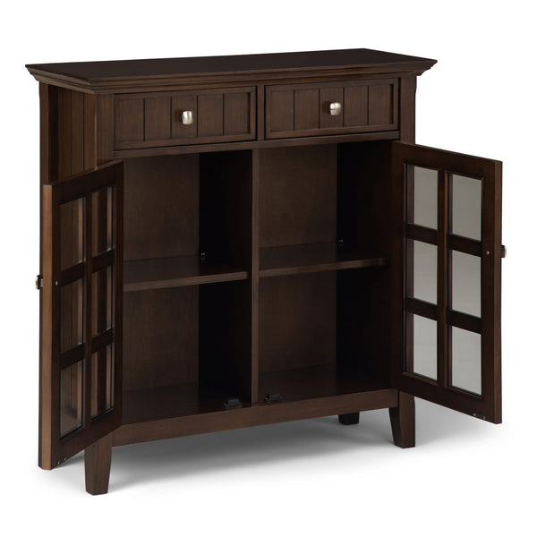 English Elm Acadian Entryway Storage Cabinet - Handcrafted Solid Wood In Natural Aged Brown With Glass Doors B136P159698
