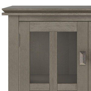English Elm Artisan Low Storage Cabinet In Farmhouse Grey - Versatile Handcrafted Design With Glass Doors & Shelves B136P158393
