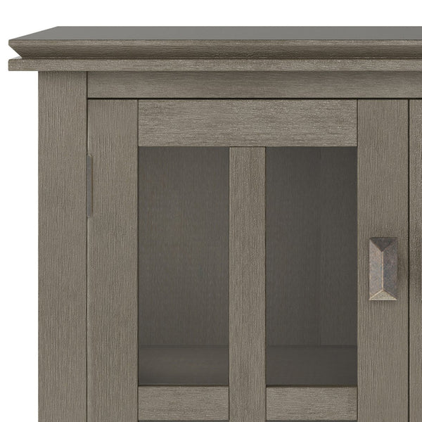 English Elm Artisan Low Storage Cabinet In Farmhouse Grey - Versatile Handcrafted Design With Glass Doors & Shelves B136P158393