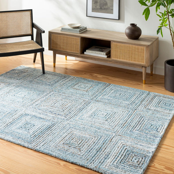 Surya Calgary Eco-friendly Hand Tufted 2' X 3' Rug - Luxurious Comfort, Modern Style & Durability Ice Blue Recycled Pet Yarn Cgr2301-23