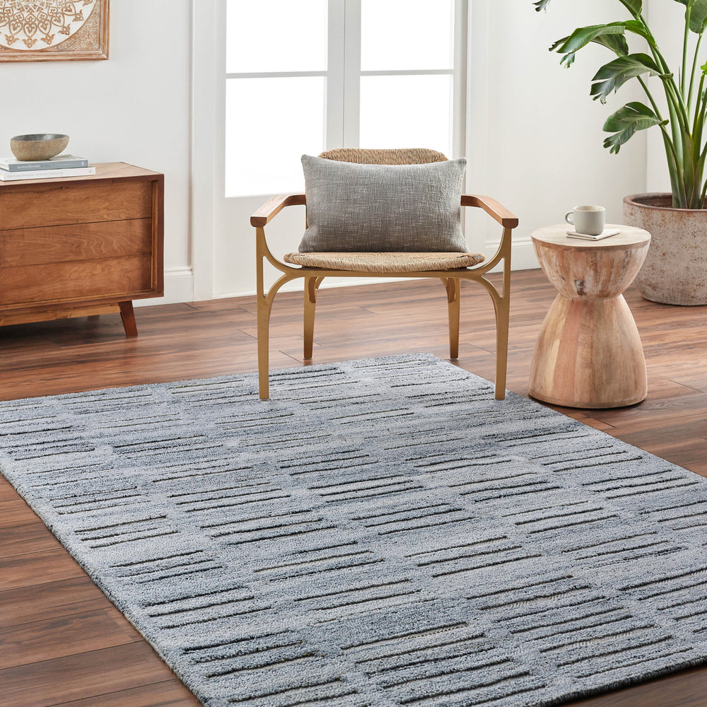 Calgary CGR-2308 9' x 12' Handmade Rug CGR2308-912  Dark Blue, Charcoal, Navy, Medium Gray, Pale Blue, Cream Surya