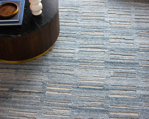 Calgary CGR-2308 9' x 12' Handmade Rug CGR2308-912  Dark Blue, Charcoal, Navy, Medium Gray, Pale Blue, Cream Surya