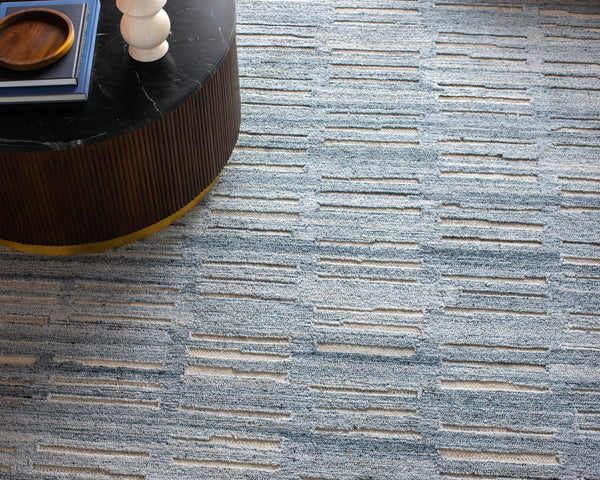 Calgary CGR-2308 9' x 12' Handmade Rug CGR2308-912  Dark Blue, Charcoal, Navy, Medium Gray, Pale Blue, Cream Surya