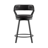 Homelegance By Top-Line Amir Faux Leather Metal Swivel 25" Counter Height Stools (Set of 2) Black Metal