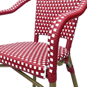 English Elm Bistro Chair Set of 2 French Country Woven Aluminum Outdoor Patio Seating Pair Red 72906.00RED