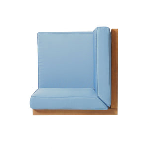 English Elm Brava Solid Acacia Cross-back Outdoor Corner Chair with Water-resistant Cushion 64489.00BLU